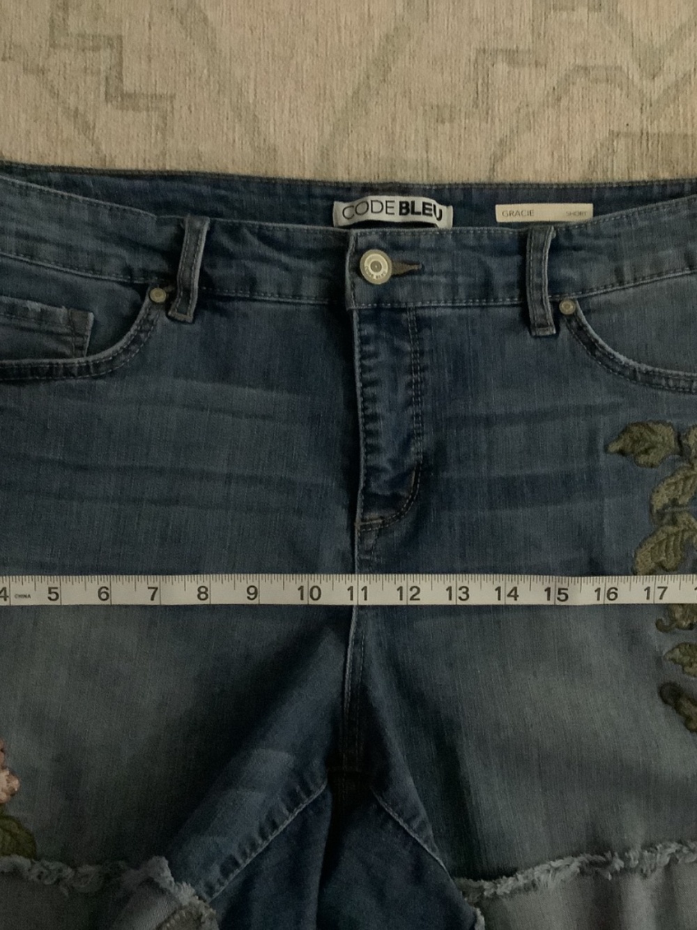 Code Bleu Embroidered Jeans Shorts 16W Gracie Boho - Picture 7 of 9